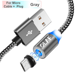 Magnetic Cable Braided LED Type C Micro USB magnetic usb charging cable for Apple iphone X 7 8 6 Xs Max XR Samsung s9 cord - Amzon World