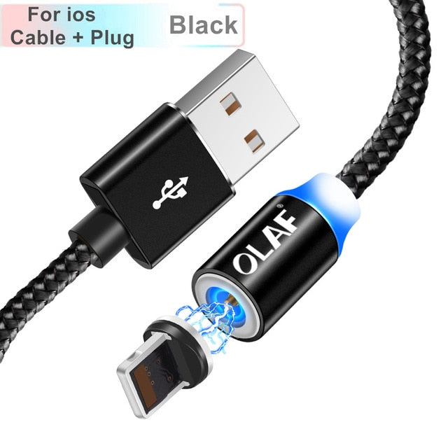 Magnetic Cable Braided LED Type C Micro USB magnetic usb charging cable for Apple iphone X 7 8 6 Xs Max XR Samsung s9 cord - Amzon World