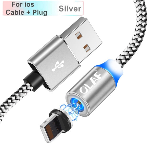 Magnetic Cable Braided LED Type C Micro USB magnetic usb charging cable for Apple iphone X 7 8 6 Xs Max XR Samsung s9 cord - Amzon World