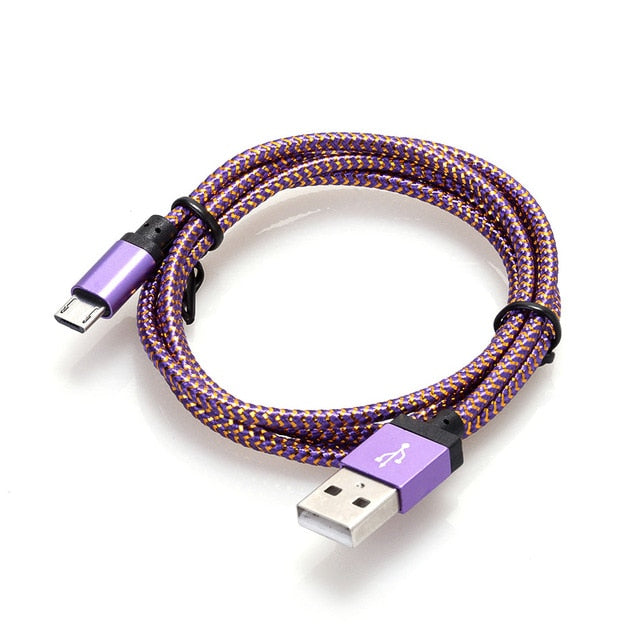 Micro USB Cable 1m 2m 3m Fast Charging Nylon USB Sync Data Mobile Phone Android Adapter Charger Cable for Samsung Cable - Amzon World