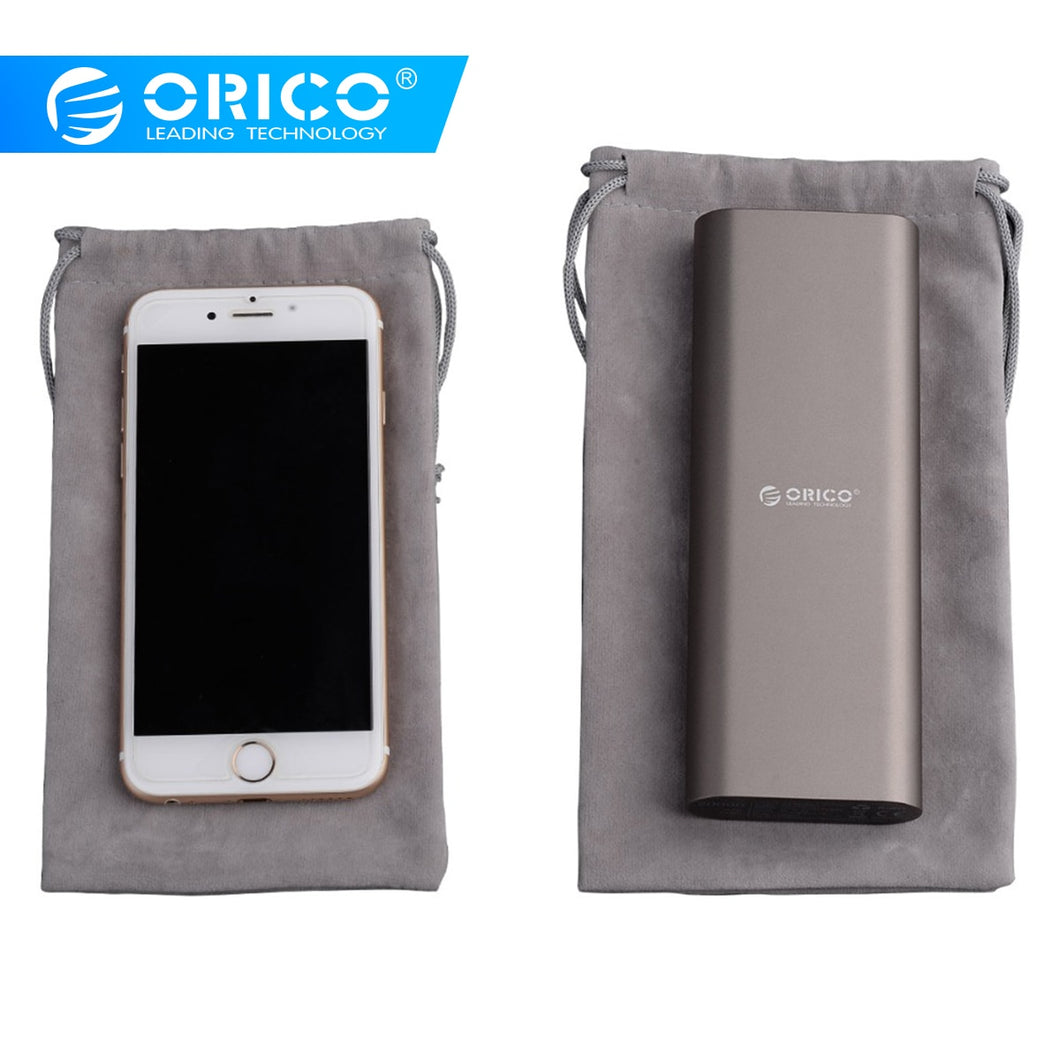 ORICO Phone Storage Velvet Bag Storage for USB Charger/USB Cable/Power Bank/Phone and More Gray Color - Amzon World