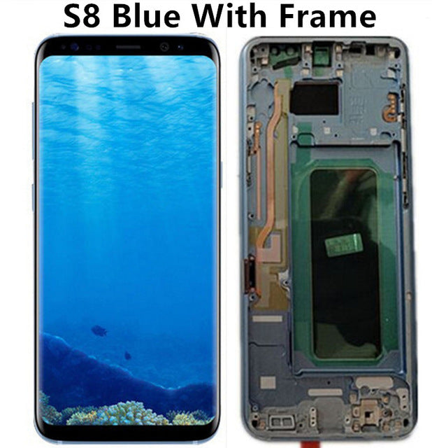 Original Burn-Shadow LCD For Samsung S8 G950 G950U G950F S8 Plus G955 G955F Display Touch Screen Digitizer Assembly With Frame - Amzon World