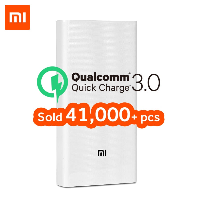 Original Xiaomi Power Bank 20000mAh 2C Portable Charger Support QC3.0 Dual USB Mi External Battery Bank 20000 for Mobile Phones - Amzon World