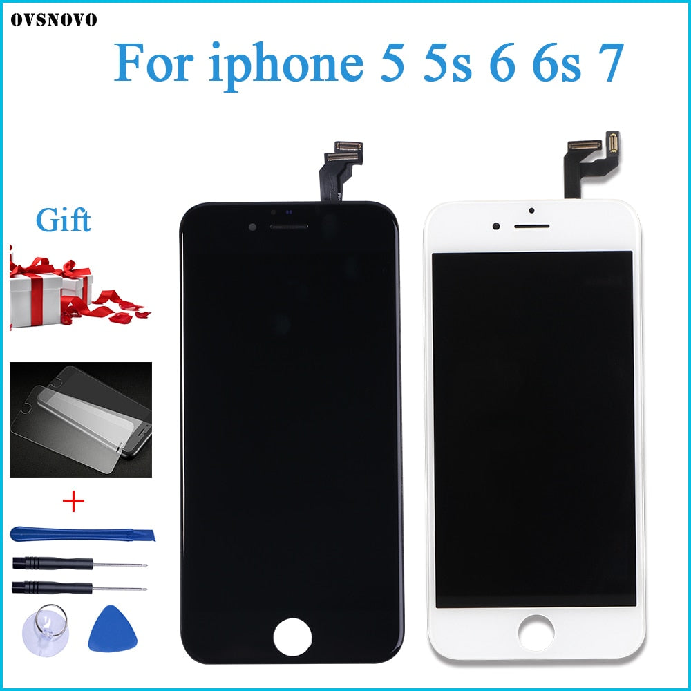 Ovsnovo AAA+++ Quality For iPhone 5 5s 6 6s 7  LCD Display Touch Screen Assembly 100% Brand New tempered glass+Tools - Amzon World