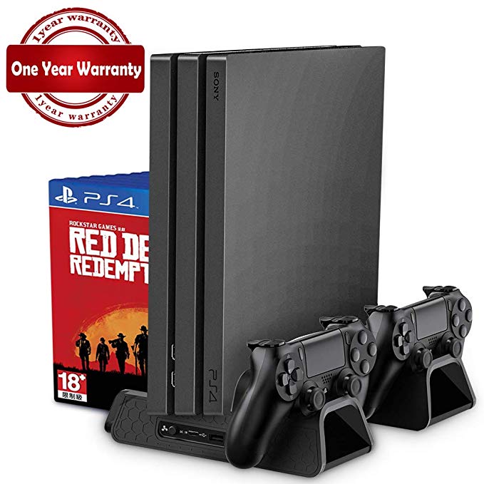 PS4/PS4 Slim/PS4 PRO Vertical Stand with Cooling Fan Cooler Dual Controller Charger Charging Station for SONY Playstation 4 - Amzon World