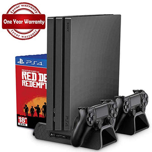 PS4/PS4 Slim/PS4 PRO Vertical Stand with Cooling Fan Cooler Dual Controller Charger Charging Station for SONY Playstation 4 - Amzon World