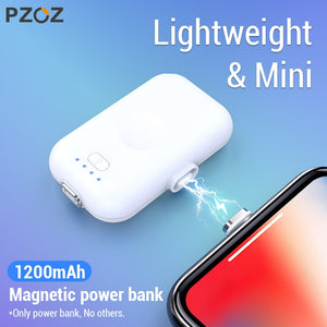 PZOZ Magnetic Power Bank For iPhone Micro USB Type C 1200mAh Mini Magnet Charger Power Bank For iPhone iPad Xiaomi Huawei Phone - Amzon World