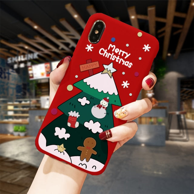 Phone Case For iPhone XS 11Pro Max XR X 10 8 7 6 6S Plus Case Soft TPU Back Cover Christmas New Year Gift Capa Fundas Sika deer - Amzon World