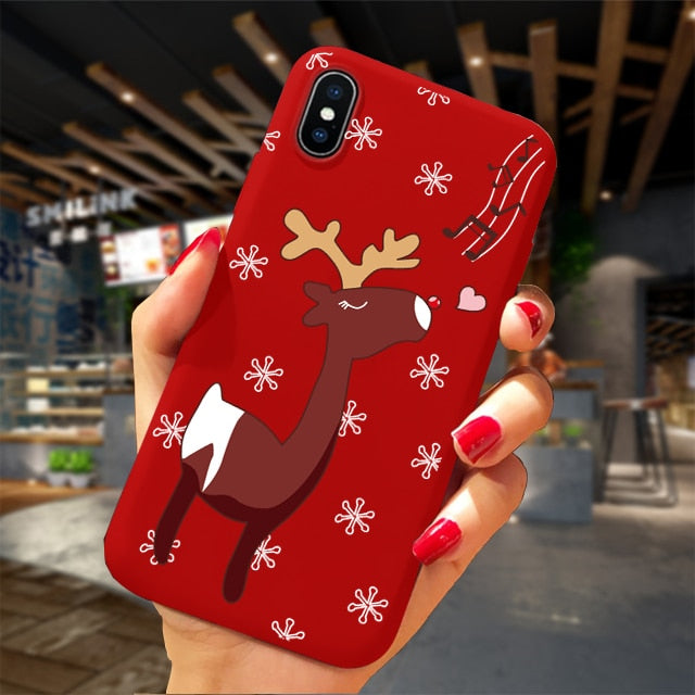Phone Case For iPhone XS 11Pro Max XR X 10 8 7 6 6S Plus Case Soft TPU Back Cover Christmas New Year Gift Capa Fundas Sika deer - Amzon World