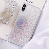 Pink Love Heart Glitter Phone Case For iPhone XS Max X XR Liquid Quicksand Case for iPhone 5S 6S 6 7 8 Plus Cover Bling Sequins - Amzon World