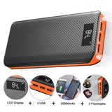 Power Bank 20000mAh Powerbank 3 USB External Battery Pack for iPhone 6 6s 7 8 10 iPad Samsung Xioami Huawei Sony LG HTC Nokia. - Amzon World