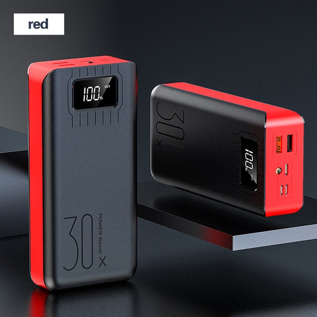 Power Bank 30000mAh TypeC Micro USB QC Fast Charging Powerbank LED Display Portable External Battery Charger For phone tablet - Amzon World