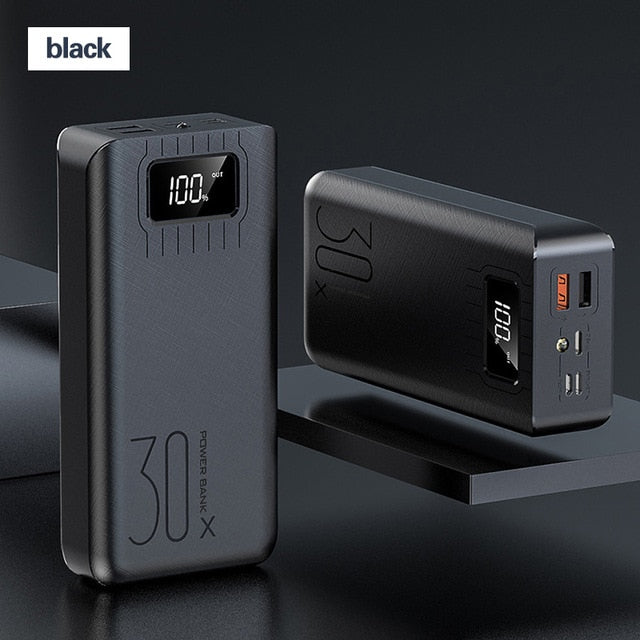 Power Bank 30000mAh TypeC Micro USB QC Fast Charging Powerbank LED Display Portable External Battery Charger For phone tablet - Amzon World