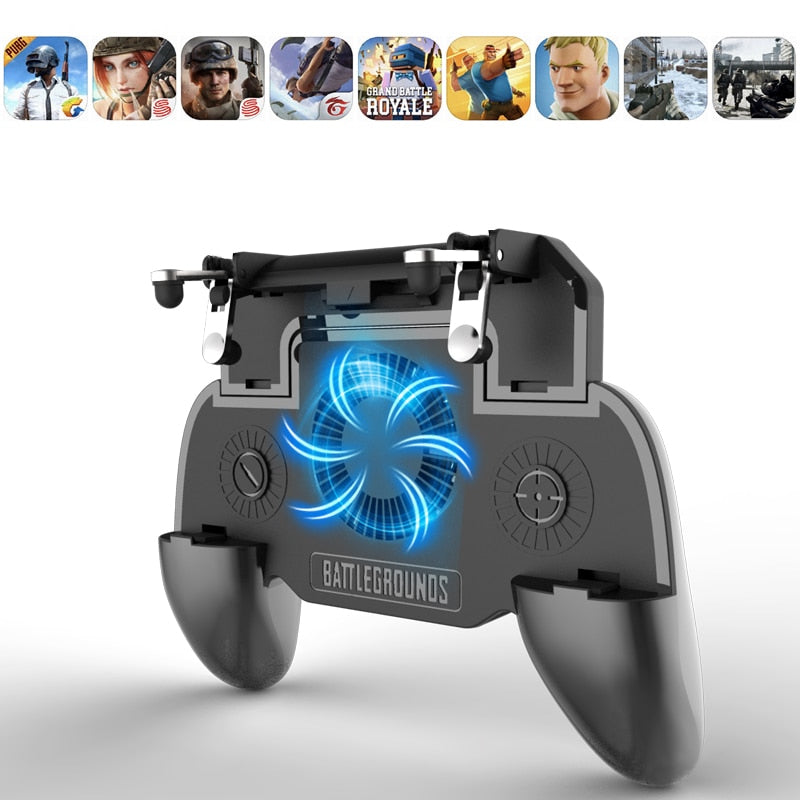 Pubg Controller Gamepad Pubg Mobile Trigger L1R1 Shooter Joystick Game Pad Phone Holder Cooler Fan with 2000/4000mAh Power Bank - Amzon World