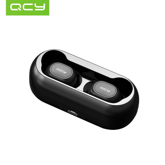 QCY QS1 T1C Mini Dual V5.0 Wireless Earphones Bluetooth Earphones 3D Stereo Sound Earbuds with Dual Microphone and Charging box - Amzon World