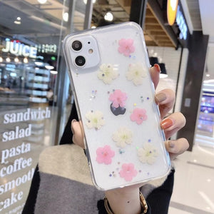 Qianliyao Real Dried Flowers Transparent Soft Cover For iPhone X 6 6S 7 8 Plus 11 Pro Max Phone Case For iphone XR XS Max Cover - Amzon World