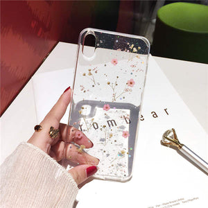 Qianliyao Real Dried Flowers Transparent Soft Cover For iPhone X 6 6S 7 8 Plus 11 Pro Max Phone Case For iphone XR XS Max Cover - Amzon World