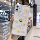 Qianliyao Real Dried Flowers Transparent Soft Cover For iPhone X 6 6S 7 8 Plus 11 Pro Max Phone Case For iphone XR XS Max Cover - Amzon World