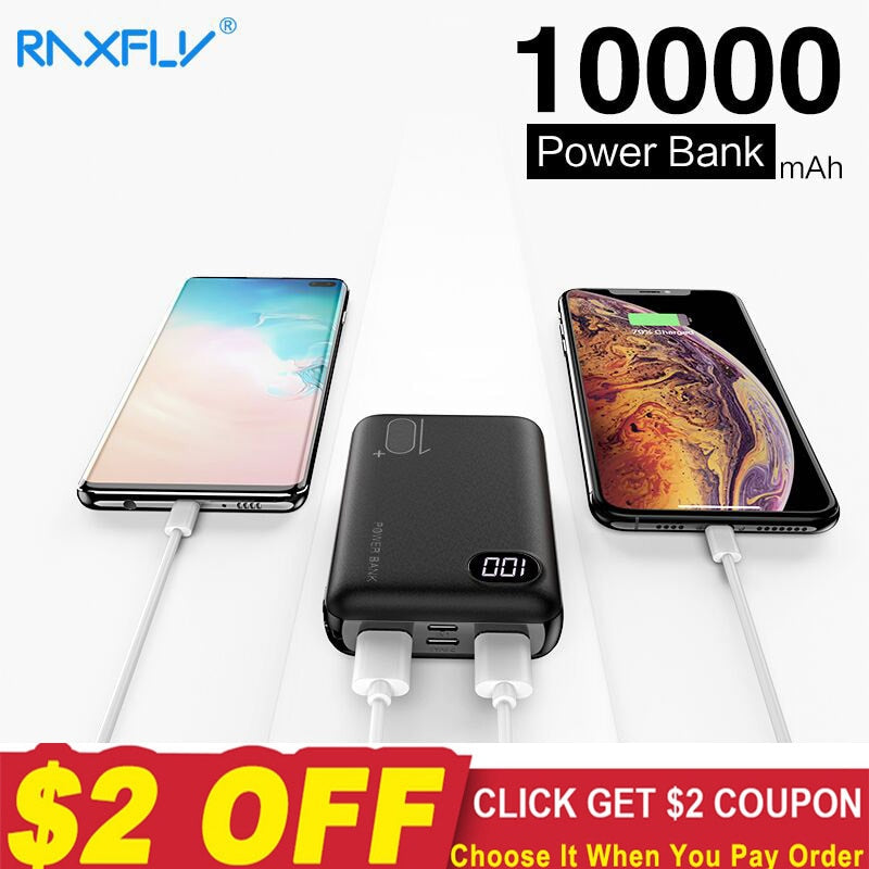 RAXFLY Mini Power Bank 10000mAh Dual USB Mi PowerBank For Xiaomi Fast Charger Dual Usb Ports External Battery Portable - Amzon World