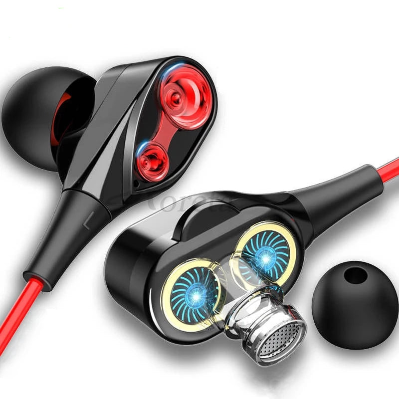 Roreta Dual Drive Stereo Wired earphone In-Ear Sport Headset With Mic mini Earbuds Earphones For iPhone Samsung Huawei Xiaomi - Amzon World