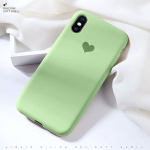 Silicone Phone Case For iPhone X XR XS Max 6 6S 7 8 Plus case cover heart pattern elasticity silicon cases - Amzon World