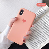 Silicone Phone Case For iPhone X XR XS Max 6 6S 7 8 Plus case cover heart pattern elasticity silicon cases - Amzon World