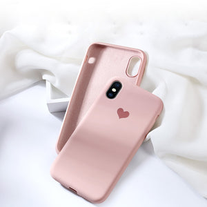 Silicone Phone Case For iPhone X XR XS Max 6 6S 7 8 Plus case cover heart pattern elasticity silicon cases - Amzon World