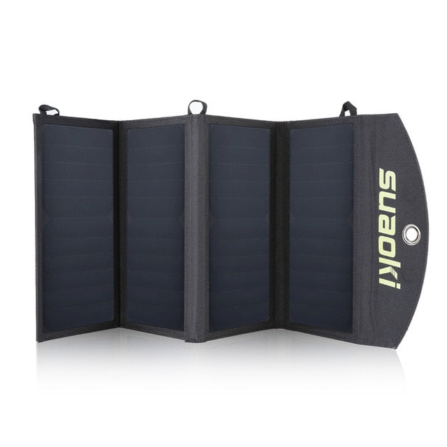 Suaoki 25W Solar Panels Portable Folding Foldable Waterproof Dual 5V/2.1A USB Solar Panel Charger Power Bank for Phone Battery - Amzon World