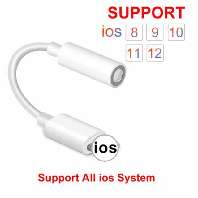 Support all IOS Systems Headphone Adapter For iPhone 7 8 X XR XS Adapter For Lightning Female To 3.5mm Male Jack Cable Converter - Amzon World