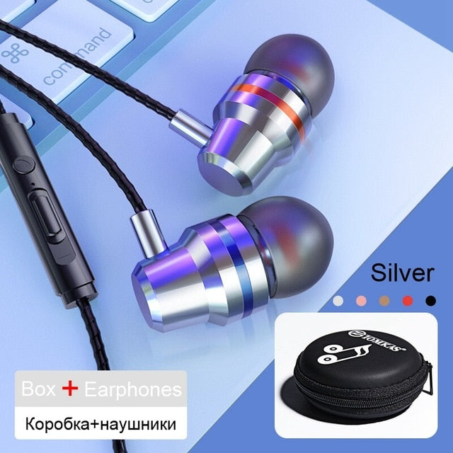 TOMKAS Wired Earbuds Headphones 3.5mm In Ear Earphone Earpiece With Mic Stereo Headset 5 Color For Samsung Xiaomi Phone Computer - Amzon World