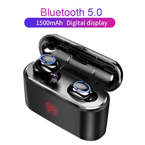True Bluetooth 5.0 Earphone HBQ TWS Wireless Headphons Sport Handsfree Earbuds 3D Stereo Gaming Headset With Mic Charging Box - Amzon World