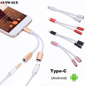 Type-C to Type C 3.5mm Aux Jack Charging Audio Adapter 2 In 1 Splitter Adapter for Huawei P30 Pro  Xiaomi Mi 8 6 5X Samsung S10 - Amzon World