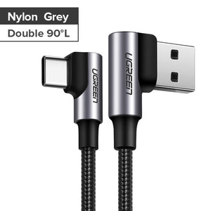 3A USB Type C 90 Degree USB C Cable for Samsung Galaxy S10 S9 Plus Xiaomi Mi 8 6 MAX 3 LG USB C Fast Charging Data Cable - Amzon World