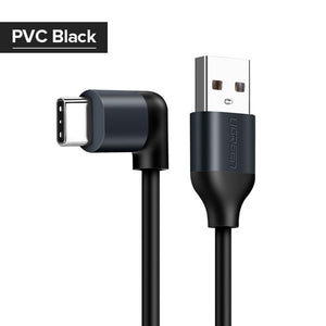 3A USB Type C 90 Degree USB C Cable for Samsung Galaxy S10 S9 Plus Xiaomi Mi 8 6 MAX 3 LG USB C Fast Charging Data Cable - Amzon World