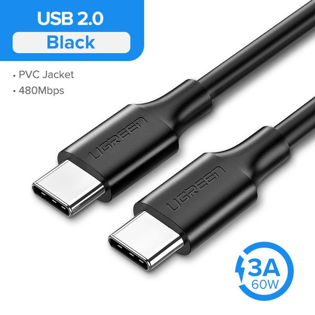 USB 3.1 Type C to USB C Cable for Samsung S9 S8 Note 9 8 60W PD Quick Charge 4.0 USB-C Fast Charger Cable for MacBook Pro - Amzon World