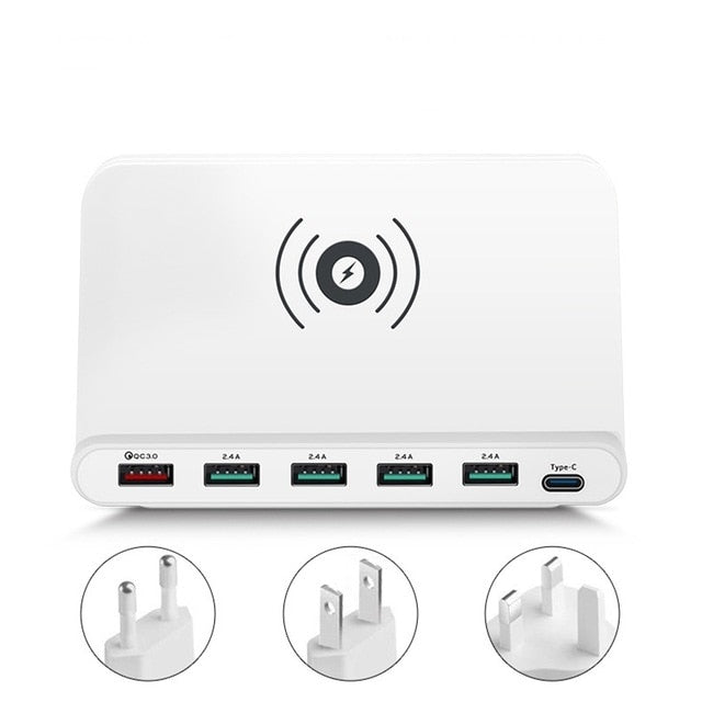 Universal 60W Qi Wireless Charger For Iphone X XS MAX Multi USB Cargador Movil Quick Charge 3.0 Fast Chargeur For Samsung S9 S8 - Amzon World