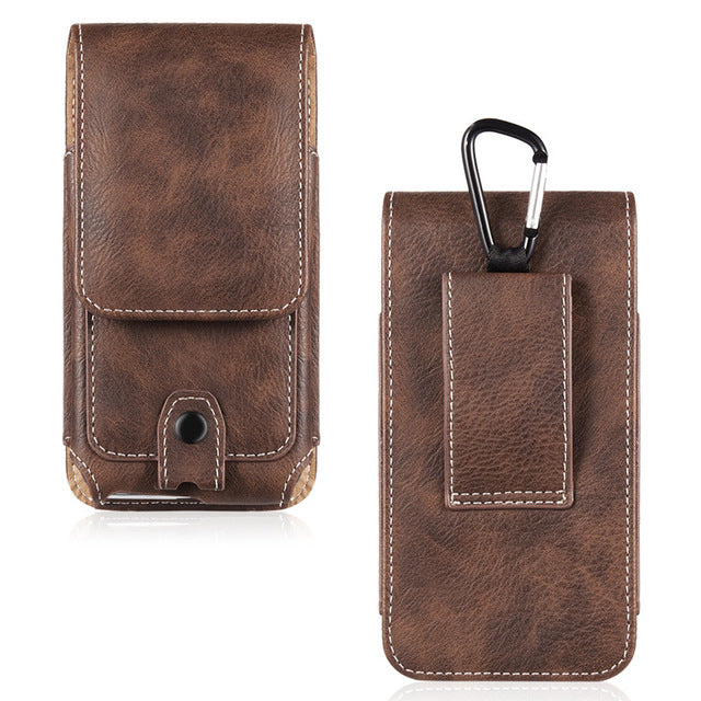 Universal Pouch Leather phone Case For iphone XS X 6 7 8 plus Waist Bag Magnetic holster Belt Clip phone cover for redmi 5 plus - Amzon World