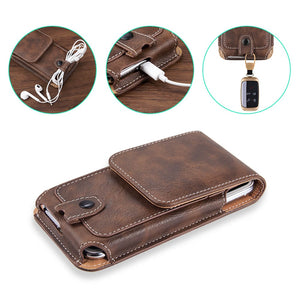 Universal Pouch Leather phone Case For iphone XS X 6 7 8 plus Waist Bag Magnetic holster Belt Clip phone cover for redmi 5 plus - Amzon World