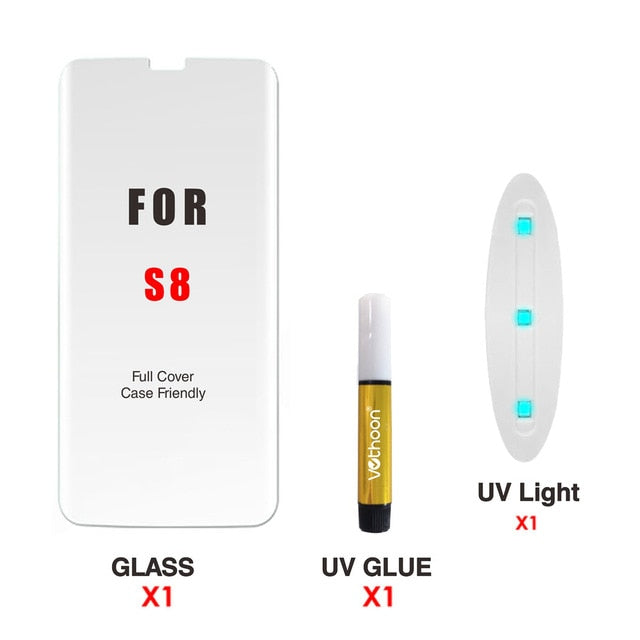 Screen Protector UV Glass For Samsung Galaxy S8 S9 Plus Note 8 9 3D Full Glue Curved edge Protective Tempered Glass - Amzon World