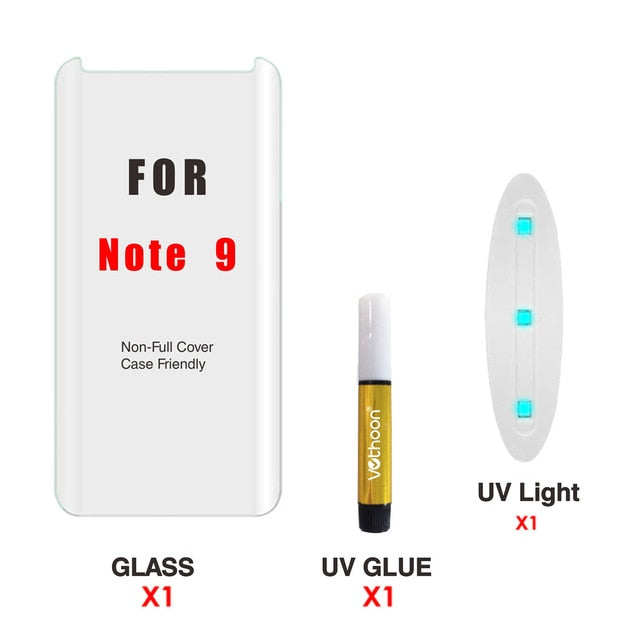 Screen Protector UV Glass For Samsung Galaxy S8 S9 Plus Note 8 9 3D Full Glue Curved edge Protective Tempered Glass - Amzon World