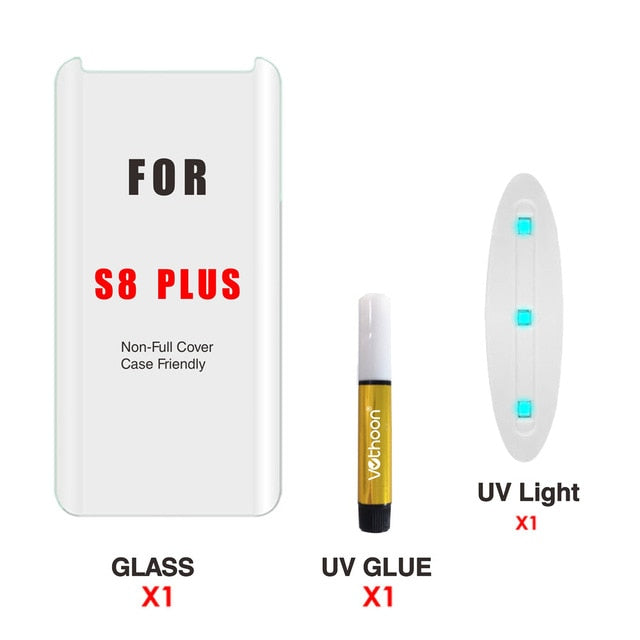 Screen Protector UV Glass For Samsung Galaxy S8 S9 Plus Note 8 9 3D Full Glue Curved edge Protective Tempered Glass - Amzon World