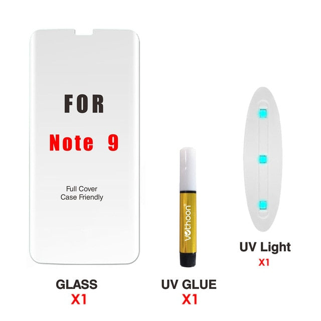 Screen Protector UV Glass For Samsung Galaxy S8 S9 Plus Note 8 9 3D Full Glue Curved edge Protective Tempered Glass - Amzon World