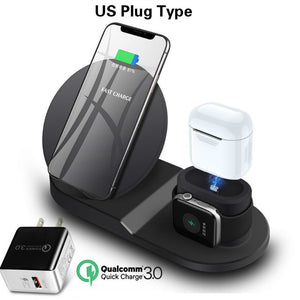 Wireless Charger,3 in 1 Wireless Charging Stand for Apple Watch,Charging Station for Airpods,Fast Wireless Charger Dock (Black) - Amzon World