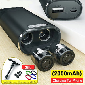 Wireless Headphones In-Ear Bluetooth Earphone Noise Reduction Earbuds TWS Headset With 2000mAh Metal Magnetic Charger Power Bank - Amzon World