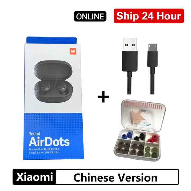 Xiaomi Redmi Airdots TWS Bluetooth 5.0  Earphone Stereo Wireless Active Noise Cancellation With Mic Handsfree Earbuds AI Control - Amzon World