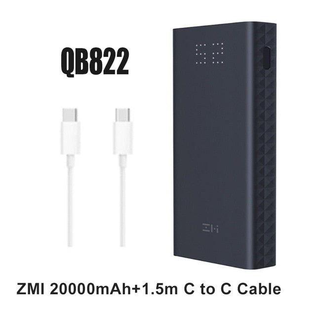 Xiaomi ZMI Powerbank Power Bank 20000 MAh Quick Charge QC3.0 Xiao mi Battery Dual USB 27W 20000mah QB822 For iPhone iPad Laptop - Amzon World
