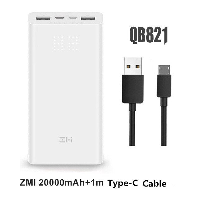Xiaomi ZMI Powerbank Power Bank 20000 MAh Quick Charge QC3.0 Xiao mi Battery Dual USB 27W 20000mah QB822 For iPhone iPad Laptop - Amzon World
