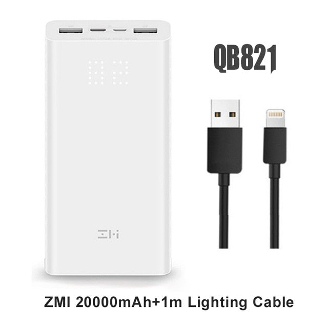 Xiaomi ZMI Powerbank Power Bank 20000 MAh Quick Charge QC3.0 Xiao mi Battery Dual USB 27W 20000mah QB822 For iPhone iPad Laptop - Amzon World