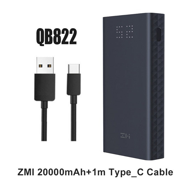 Xiaomi ZMI Powerbank Power Bank 20000 MAh Quick Charge QC3.0 Xiao mi Battery Dual USB 27W 20000mah QB822 For iPhone iPad Laptop - Amzon World