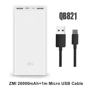 Xiaomi ZMI Powerbank Power Bank 20000 MAh Quick Charge QC3.0 Xiao mi Battery Dual USB 27W 20000mah QB822 For iPhone iPad Laptop - Amzon World